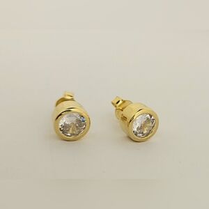 Gold over 925 CZ Button Studs NEW